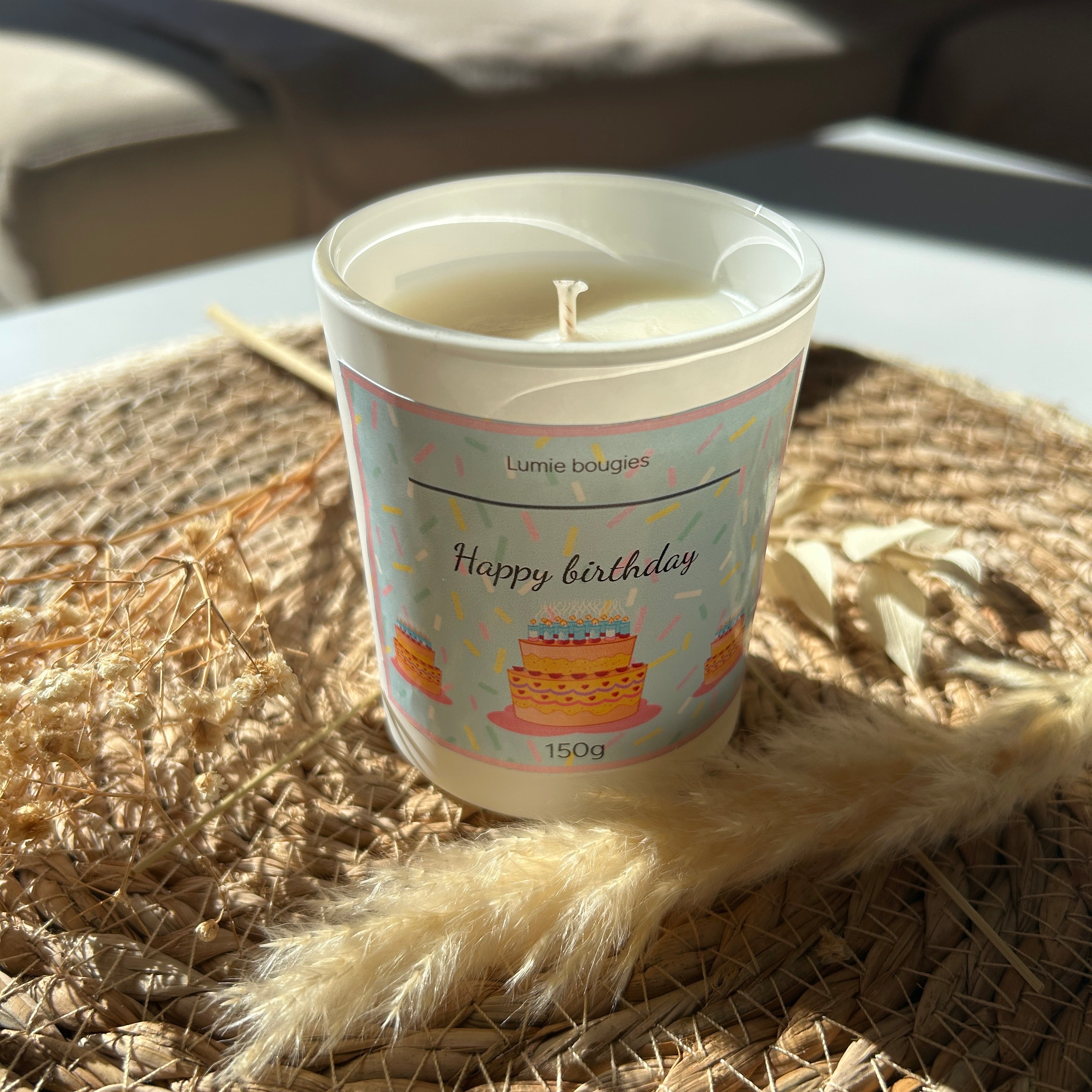 Bougie happy birthday - Senteur gaufre